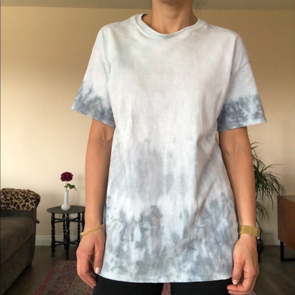 Handmade Custom Tie Dye Tee Gray Medium